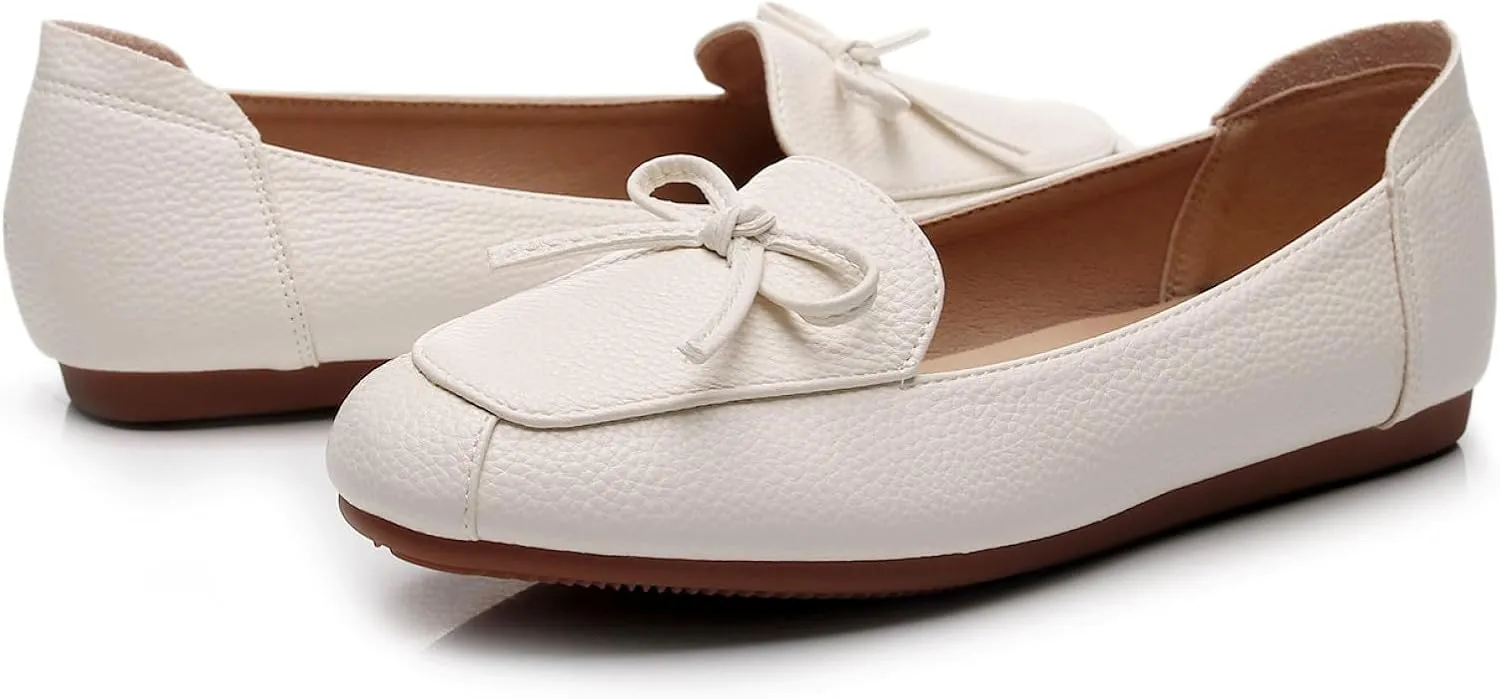 VenusCelia Women's Bowknot Wide Flat Shoe