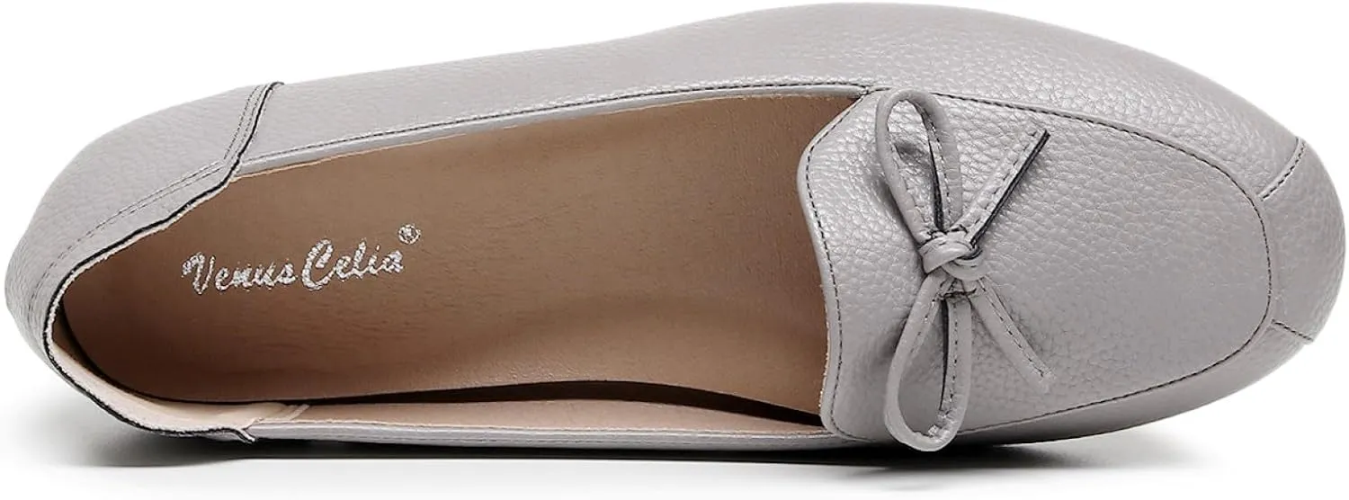 VenusCelia Women's Bowknot Wide Flat Shoe