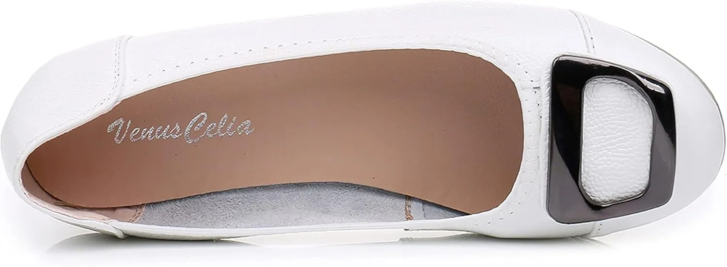 VenusCelia Women's Buckle Dance Flats Shoe