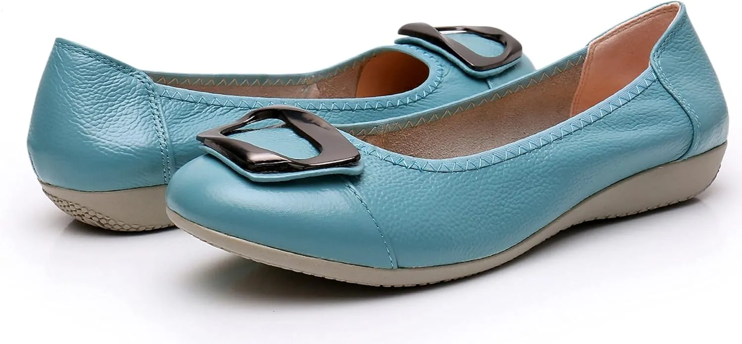 VenusCelia Women's Buckle Dance Flats Shoe