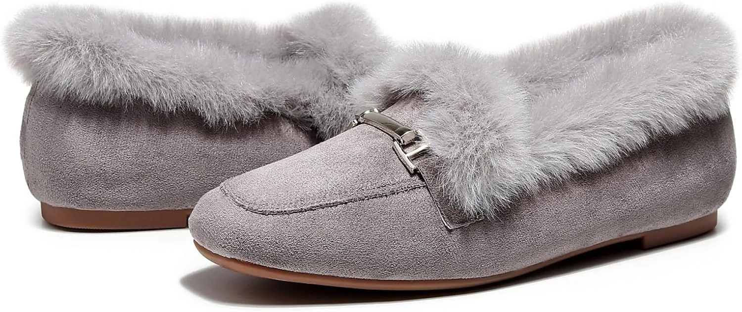 VenusCelia Women's Cozy Furry Flat Shoe