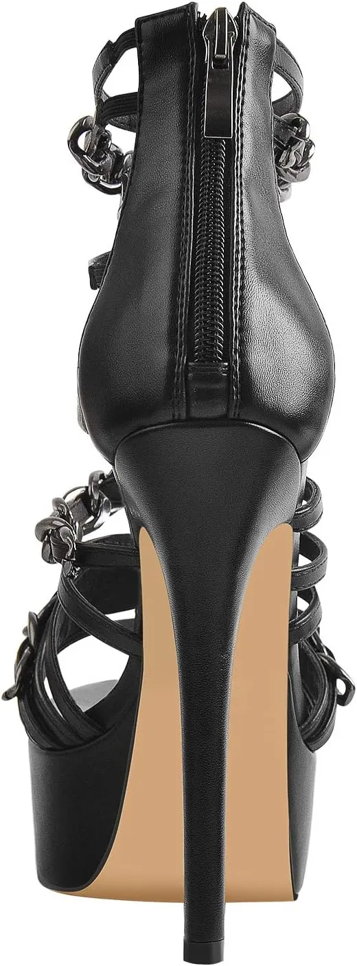 VERISSON Women's Stiletto High Heel Sandals Cross Bands Open Toe Platform Ankle Sandals Party Dress
