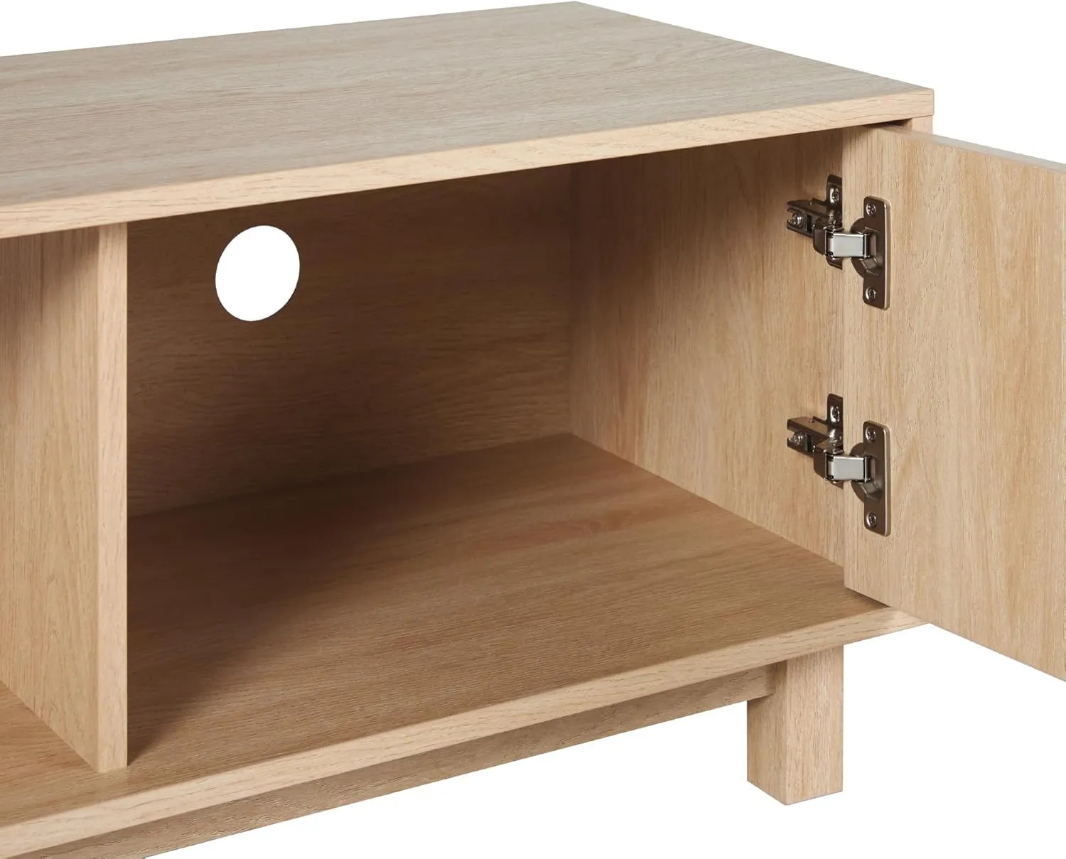 Walker Edison Walton Modern Fluted-Door Low TV Stand for TVs up to 65 Inches, 58 Inch, Coastal Oak