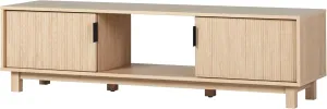 Walker Edison Walton Modern Fluted-Door Low TV Stand for TVs up to 65 Inches, 58 Inch, Coastal Oak
