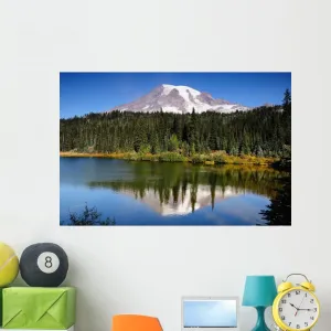 Wallmonkeys Mt Rainier with Reflection Wall Mural Peel and Stick Graphic (48 in W x 32 in H) WM251909
