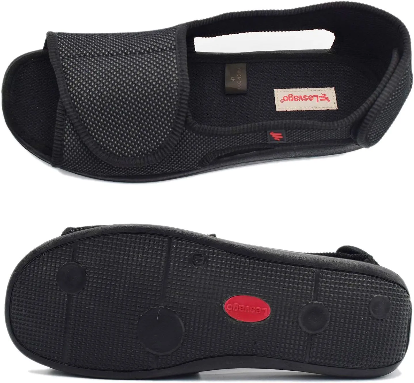 W&LESVAGO Diabetic Sandals for Men Wide Width Open toe Walking Sandals Comfortable Men Slippers for Plantar Fasciitis Arthritis
