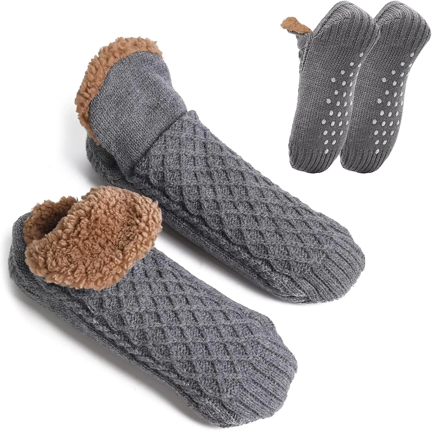 Warm Slipper Socks for Men Indoor Non-Slip Knitted House Sock Shoes Soft Cozy Fuzzy Socks Thermal House Man Slippers Winter Fluffy Bedroom Shoe