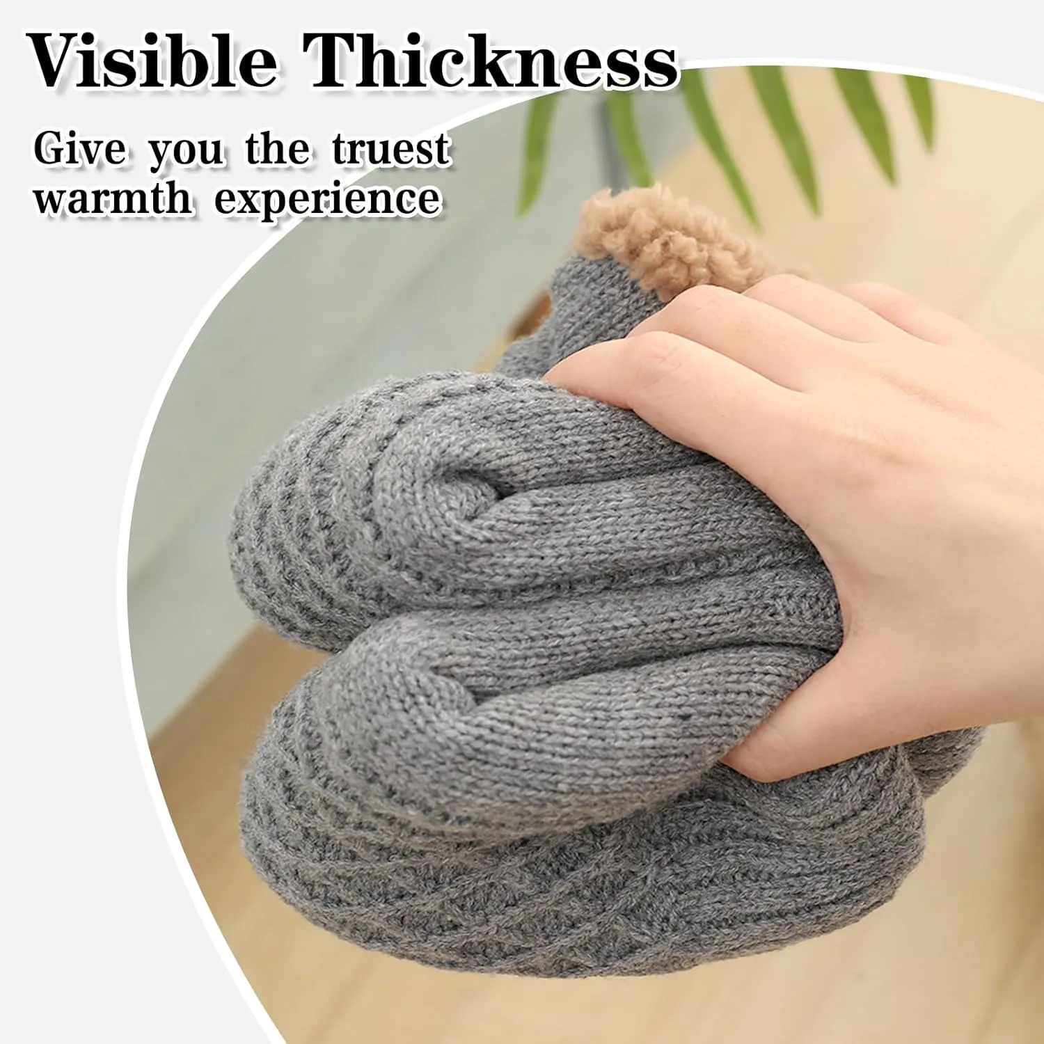 Warm Slipper Socks for Men Indoor Non-Slip Knitted House Sock Shoes Soft Cozy Fuzzy Socks Thermal House Man Slippers Winter Fluffy Bedroom Shoe