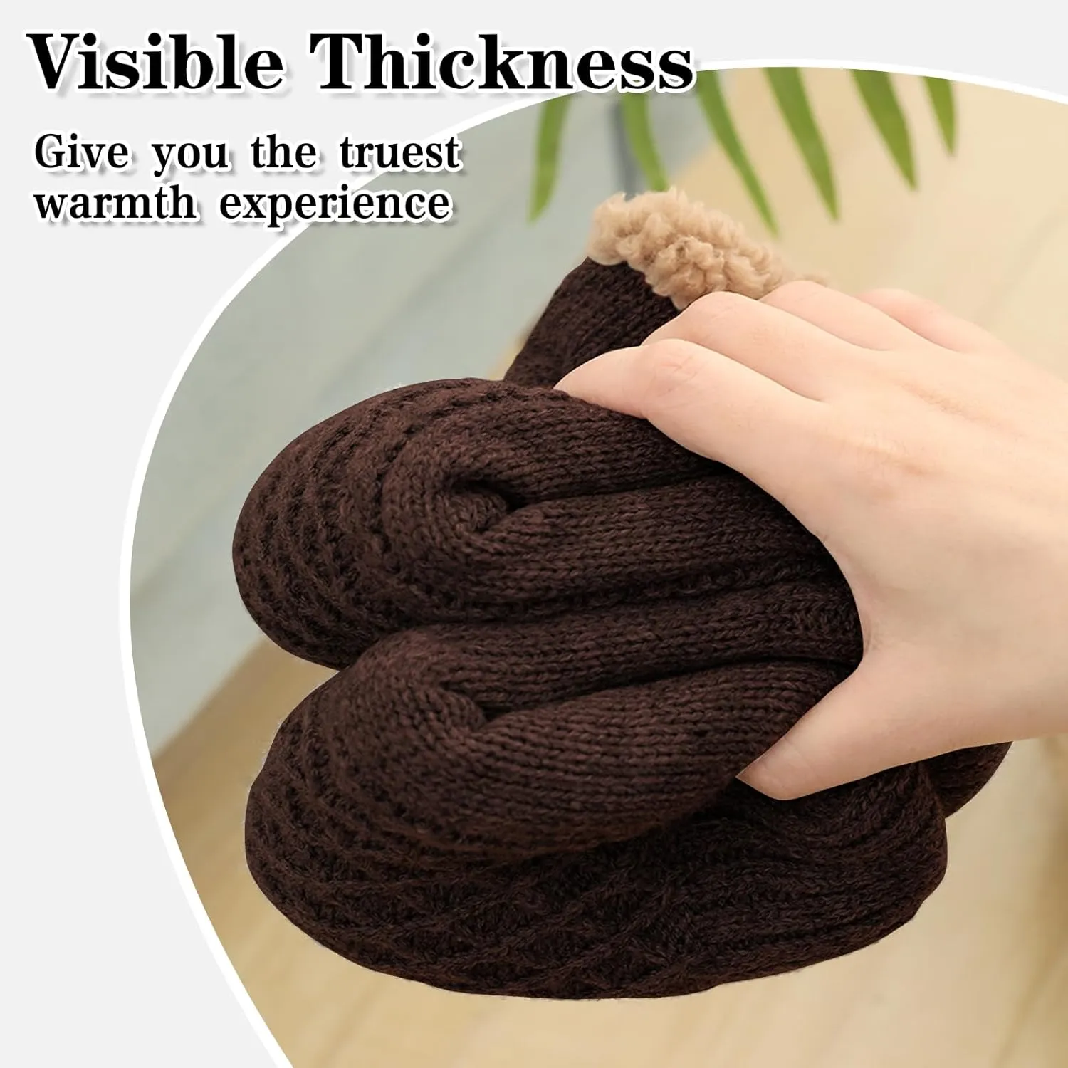 Warm Slipper Socks for Men Indoor Non-Slip Knitted House Sock Shoes Soft Cozy Fuzzy Socks Thermal House Man Slippers Winter Fluffy Bedroom Shoe