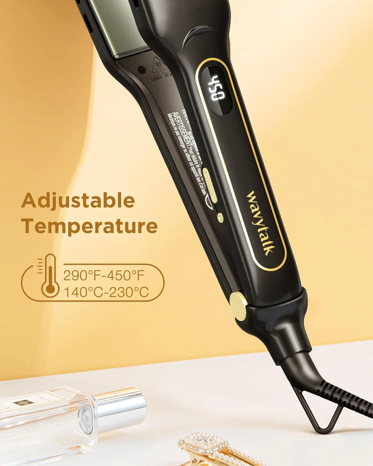 Wavytalk Hair Straightener, Titanium 1.75 Inch Vent Sesh Wide Flat Iron, Straightener for Damp or Dry Hair with Dual Voltage Leave Hair Silky Smooth, Black