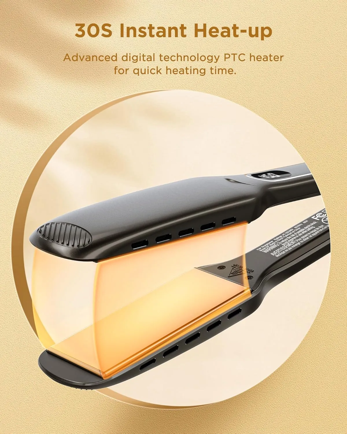 Wavytalk Hair Straightener, Titanium 1.75 Inch Vent Sesh Wide Flat Iron, Straightener for Damp or Dry Hair with Dual Voltage Leave Hair Silky Smooth, Black
