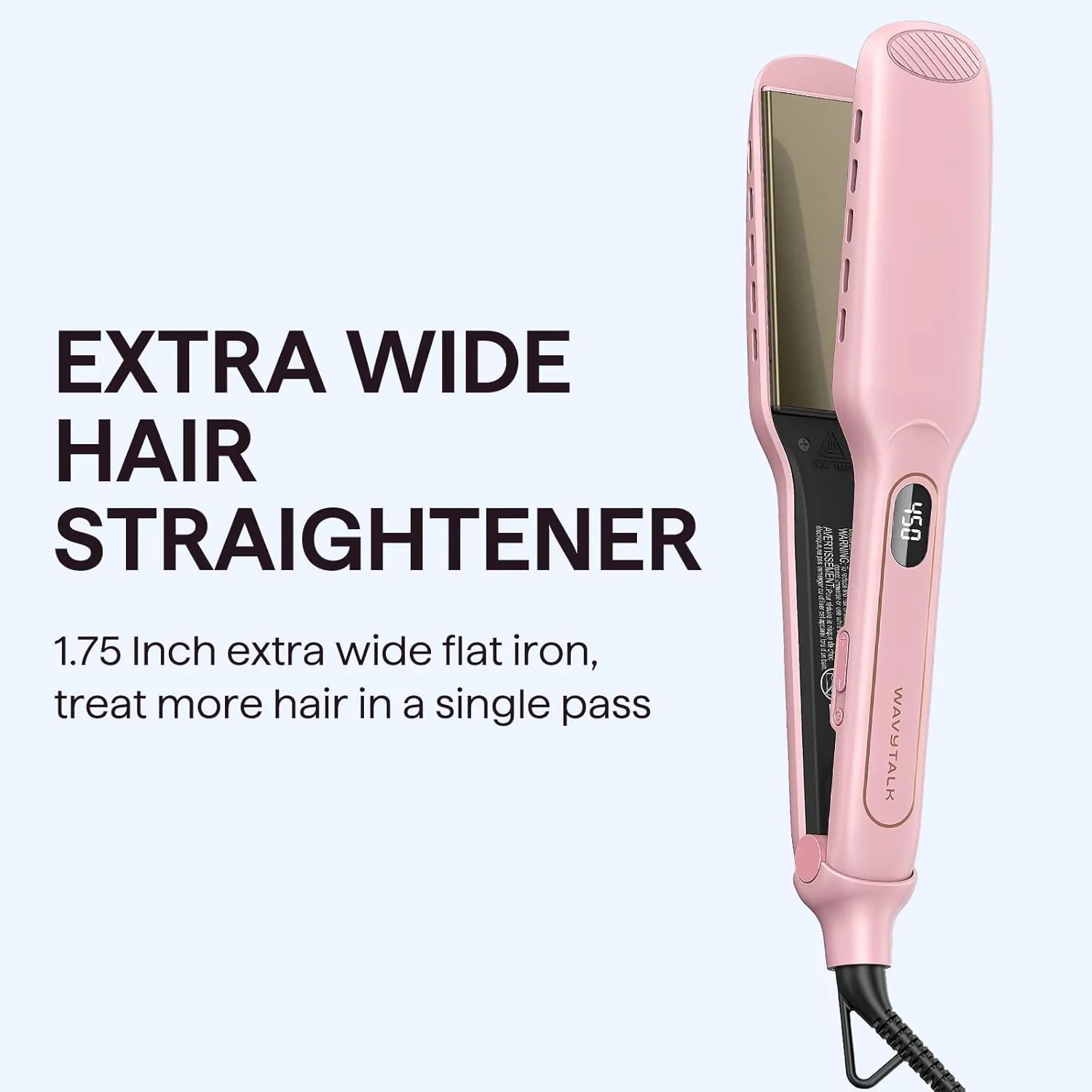 Wavytalk Wet to Straight Hair Straightener, Titanium 1.75 Inch Wide Vent Sesh Flat Iron for Damp or Dry Hair, Straightener with Dual Voltage Leave Silky Smooth Look, 20% Faster Styling, Pink