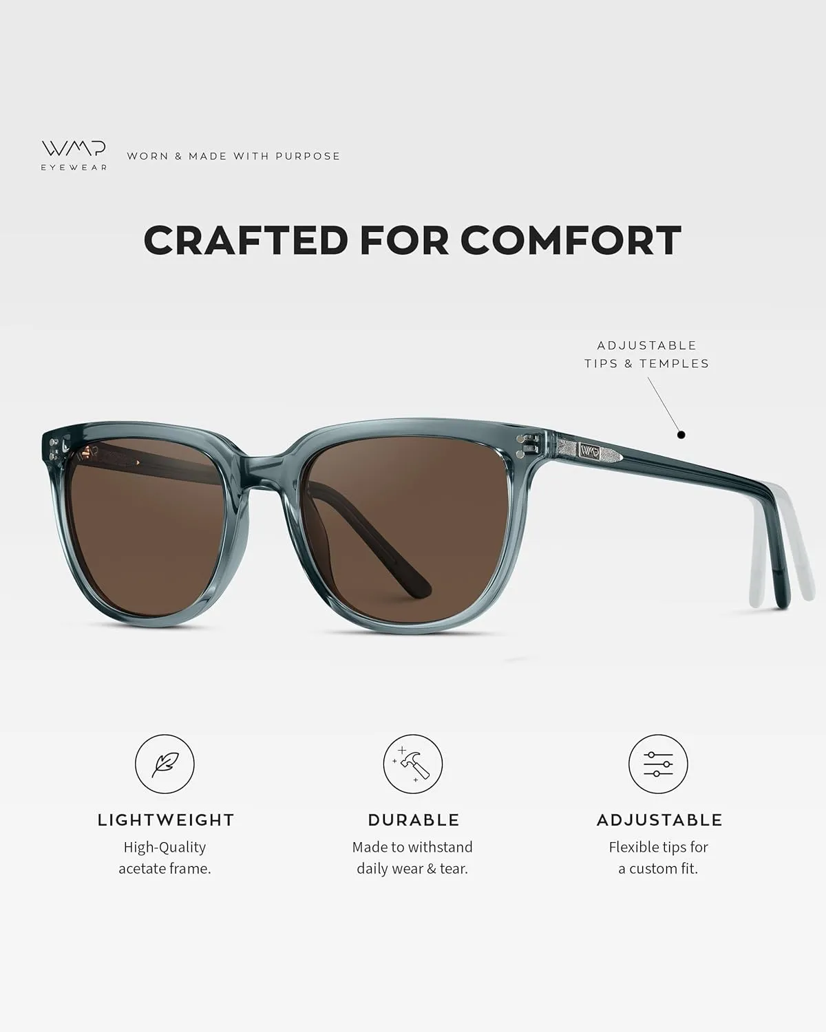 WearMe Pro Polarized Classic Retro Flat Square Unisex Sunglasses