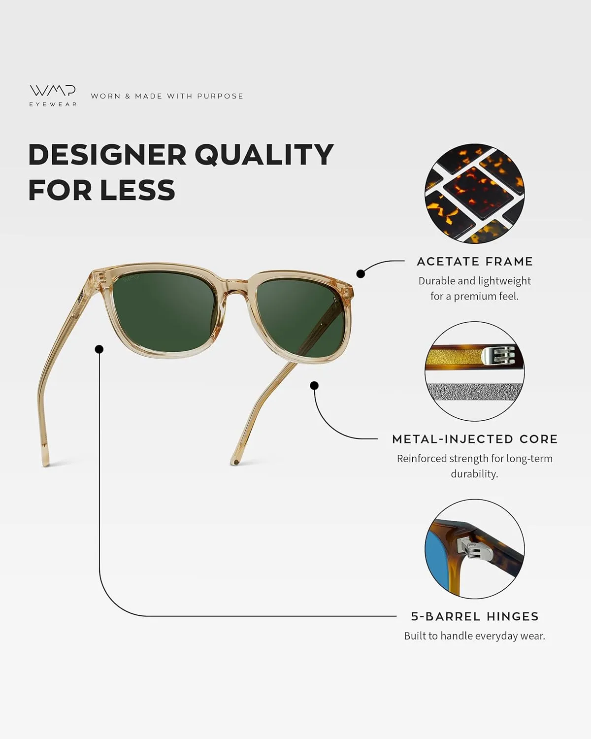 WearMe Pro Polarized Classic Retro Flat Square Unisex Sunglasses