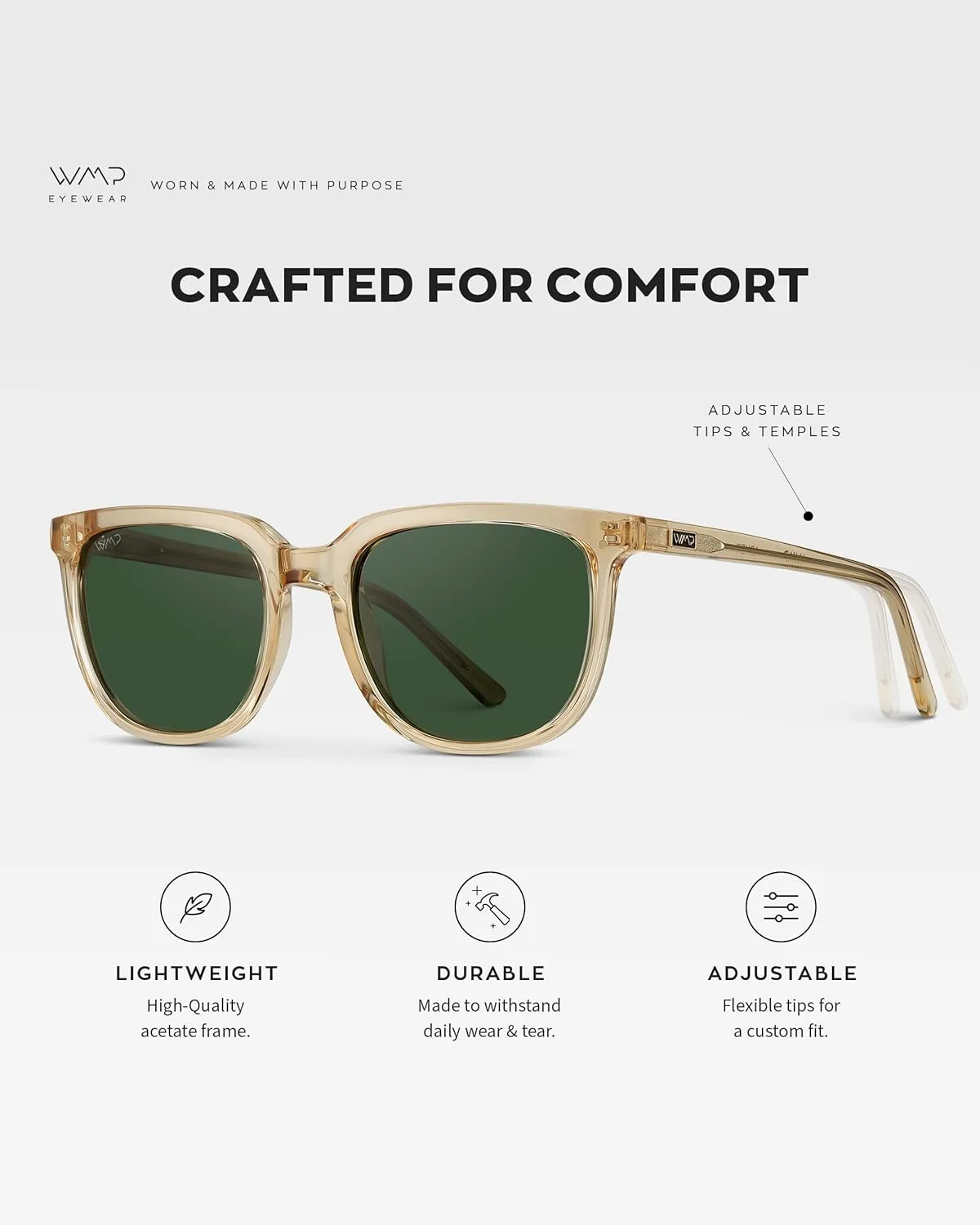 WearMe Pro Polarized Classic Retro Flat Square Unisex Sunglasses
