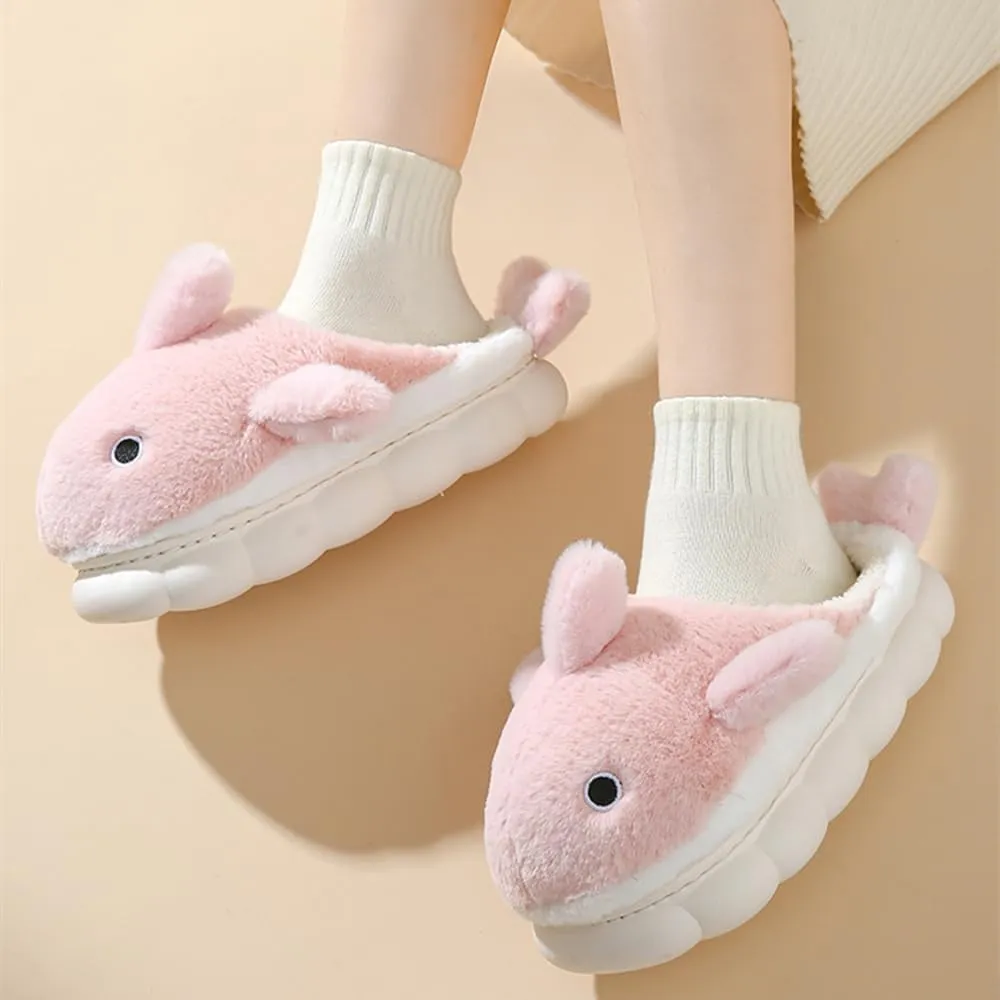Whale Shark Slippers for Women Men, Cute Thick Sole Cartoon Animal Slippers, Soft Plush Fuzzy Kawaii House Slippers Shark Slides for Indoor Outdoor