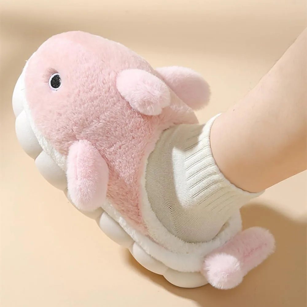 Whale Shark Slippers for Women Men, Cute Thick Sole Cartoon Animal Slippers, Soft Plush Fuzzy Kawaii House Slippers Shark Slides for Indoor Outdoor