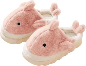 Whale Shark Slippers for Women Men, Cute Thick Sole Cartoon Animal Slippers, Soft Plush Fuzzy Kawaii House Slippers Shark Slides for Indoor Outdoor