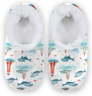 Whales Lighthouses House Slippers for Women Men Slipper Socks Soft House Shoes for Bedroom Home