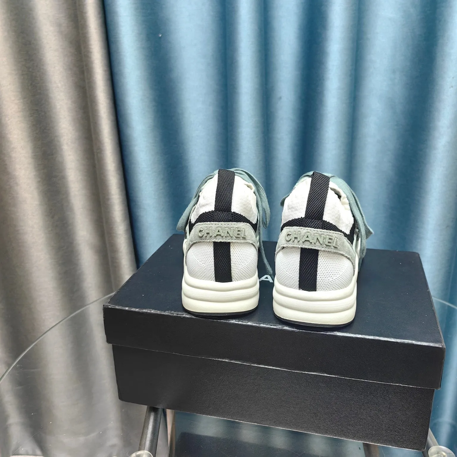 White Green And Mesh Jade Polyester Fully-featured Suede Efficient communication CHANEL Fabric Sneaker Light