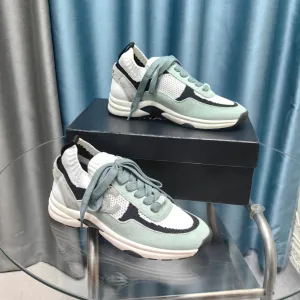 White Green And Mesh Jade Polyester Fully-featured Suede Efficient communication CHANEL Fabric Sneaker Light