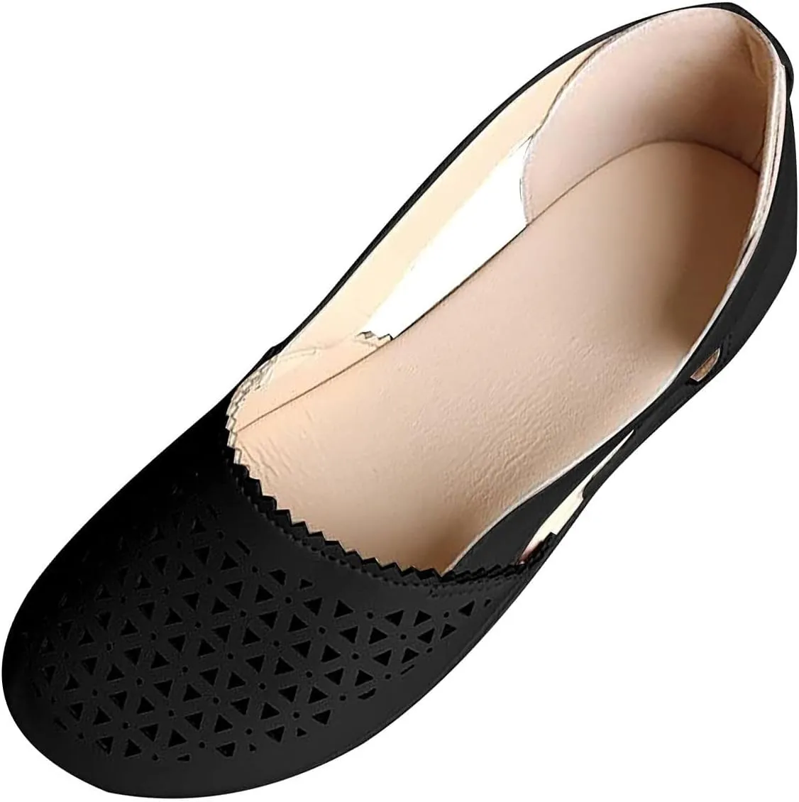 Wide Width Flats for Women Closed Toe Sandals Hollow Out Wedge Sandals Orthopedic Summer Mules Arch Support Comfort Cork Footbed Flat Sandal Breathable Comfortable Dressy Slip on Slippers