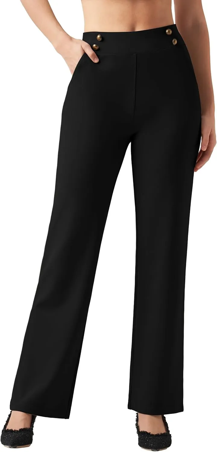 Willit Women's Wide Leg Dress Pants High Waisted Stretch Work Pants Office Business Casual Slacks Pockets Petite/Regular/Tall
