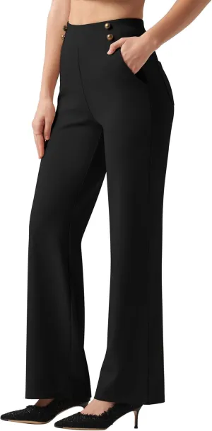 Willit Women's Wide Leg Dress Pants High Waisted Stretch Work Pants Office Business Casual Slacks Pockets Petite/Regular/Tall