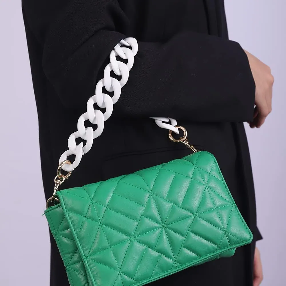 Wiwpar Acrylic Bag Straps Chunky Chains Flat Chain Strap Bag Handle Straps Replacement Purse Chain for Women's Handbags