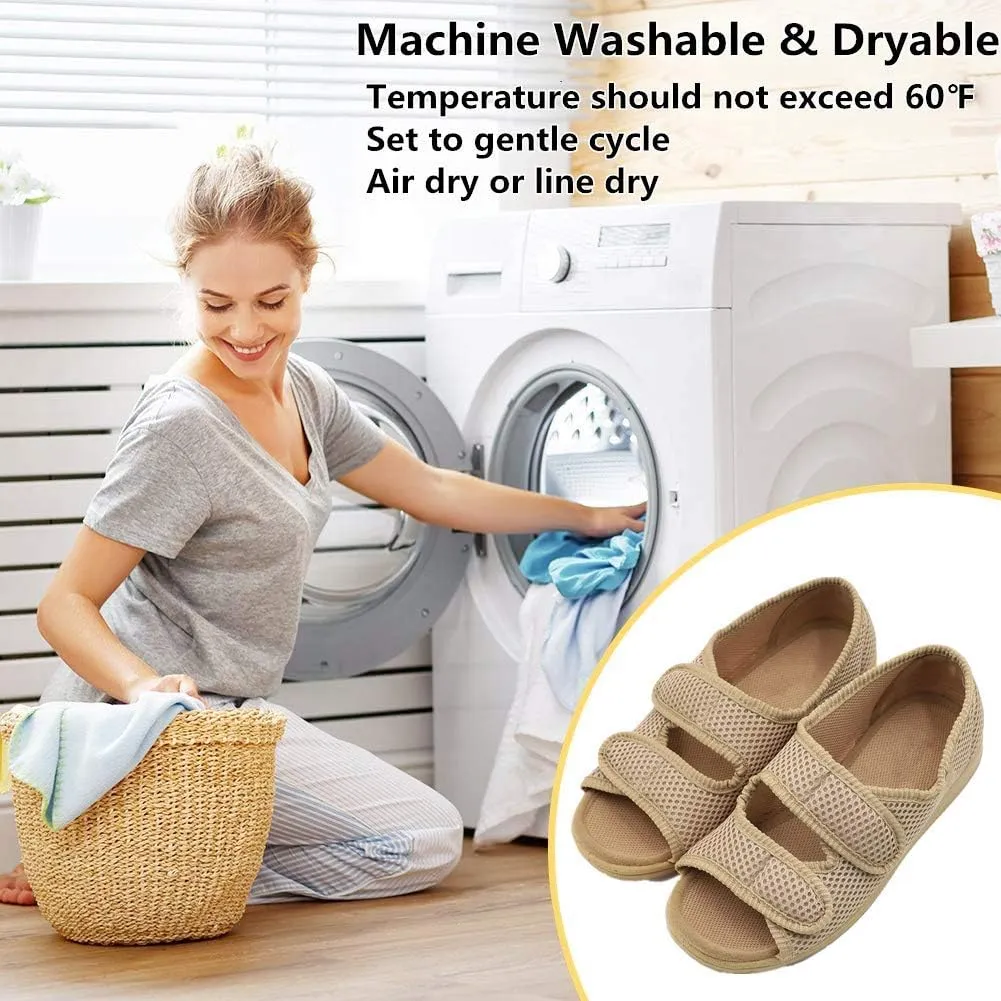 Woman Diabetic Shoes, Extra Wide Width Open Toe Sandals, Adjustable Arthritis Edema Slippers for Elderly Women