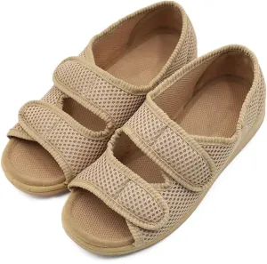 Woman Diabetic Shoes, Extra Wide Width Open Toe Sandals, Adjustable Arthritis Edema Slippers for Elderly Women