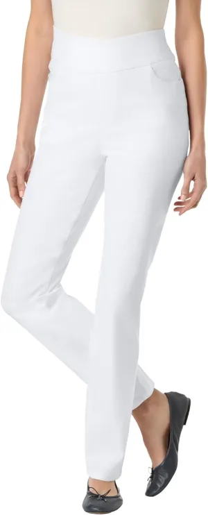 Woman Within Plus Size Flex-Fit Pull-On Straight-Leg Denim Jean