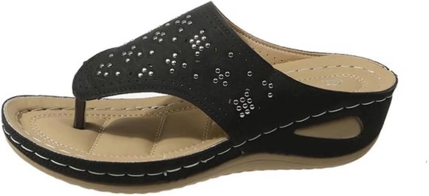 Women Summer Orthopedic Sandals Arch Support Flip Flops Slippers Comfort Low Wedge Slip on Slide Thong Sandal 2025 Beach Shoes