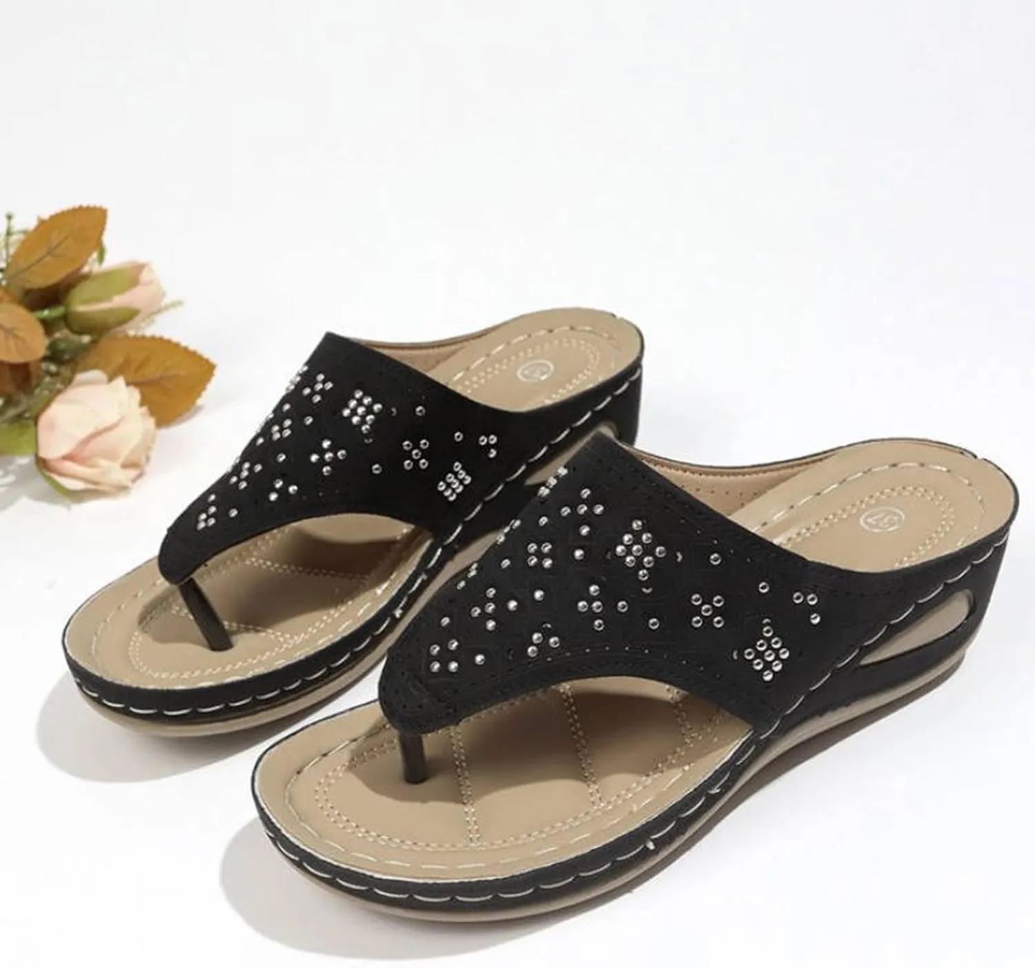 Women Summer Orthopedic Sandals Arch Support Flip Flops Slippers Comfort Low Wedge Slip on Slide Thong Sandal 2025 Beach Shoes