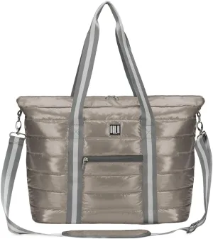 Women Tote Bag, Quilted Puffer Work Shoulder Bag with Laptop Compartment Trolley Sleeve, Large Puffy Travel Handbag
