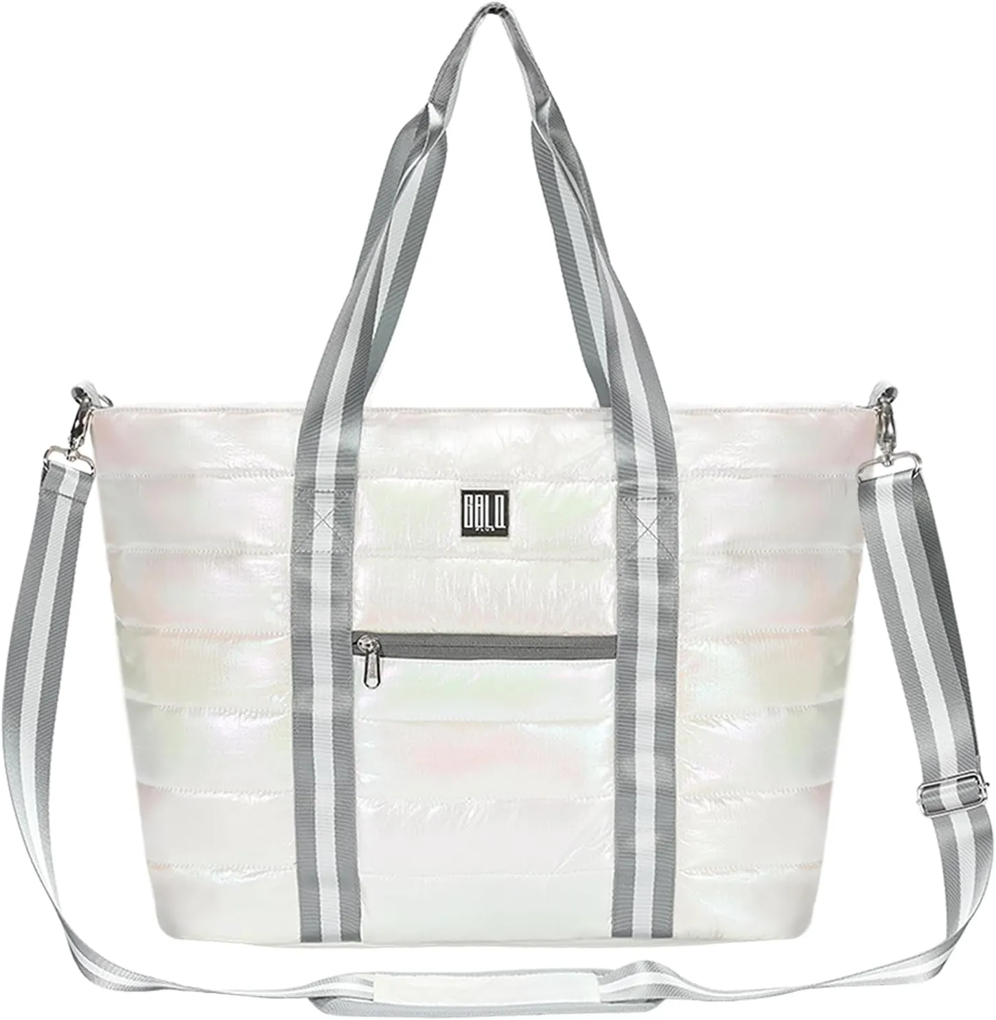 Women Tote Bag, Quilted Puffer Work Shoulder Bag with Laptop Compartment Trolley Sleeve, Large Puffy Travel Handbag