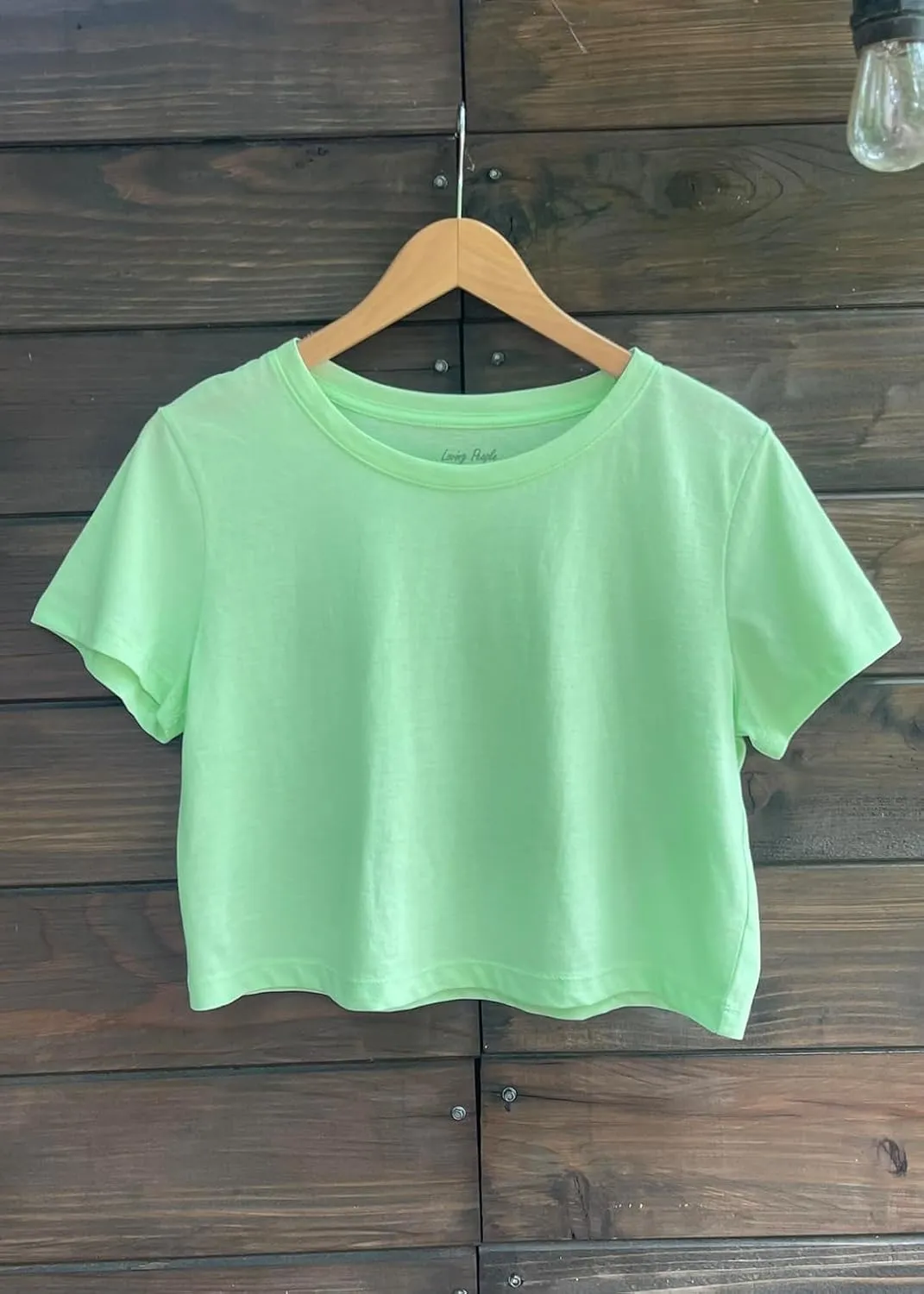Women's Boxy Crop Top Round Neck Short Sleeve Casual 100% Cotton Cropped Tee T-Shirt