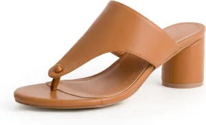 Women's Broadband Slingback Chunky Low Heel Flip Flops Sandal Fashion Open Round Toe Slip On Anti-Slip Dress Party Thong Heels for Dating Shoping