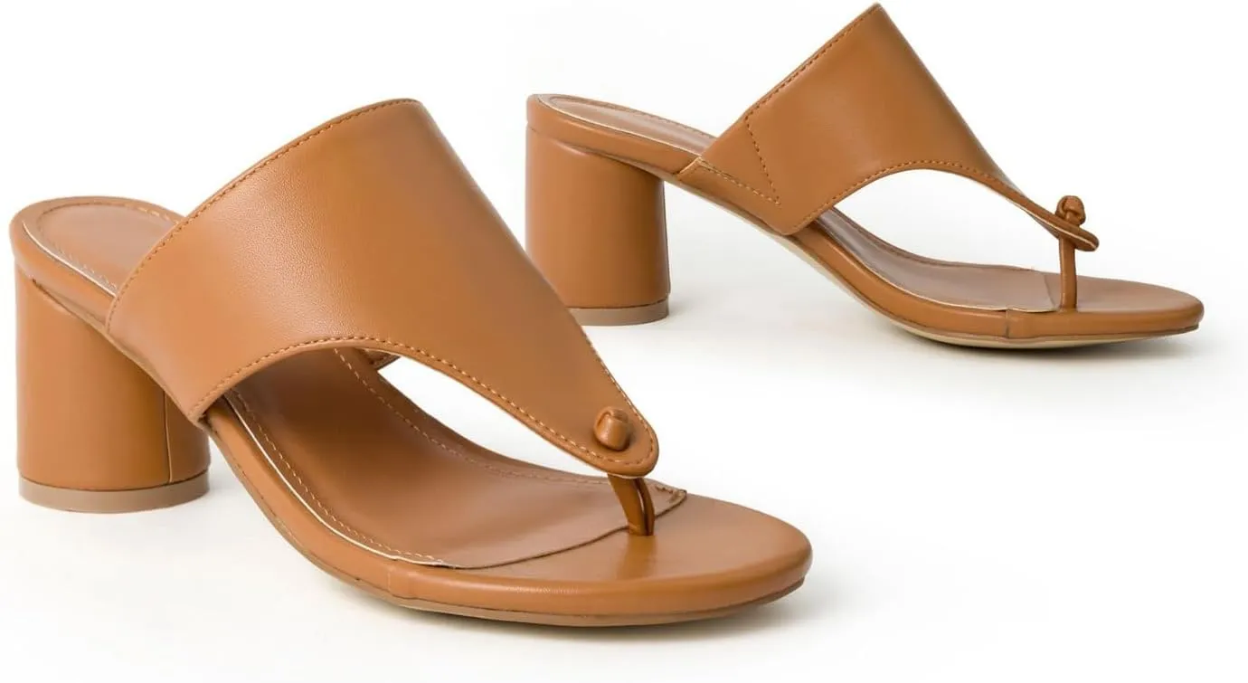 Women's Broadband Slingback Chunky Low Heel Flip Flops Sandal Fashion Open Round Toe Slip On Anti-Slip Dress Party Thong Heels for Dating Shoping