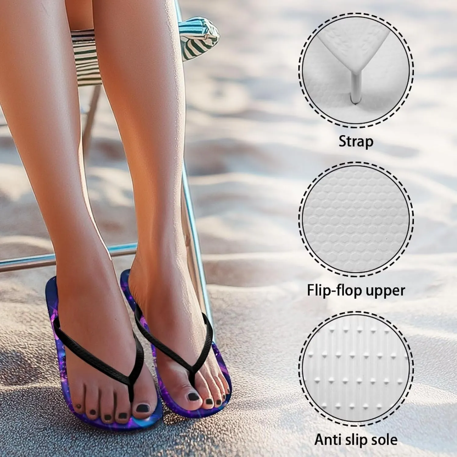Women's Butterfly Dragonfly Flip Flop Thong Sandal Yoga Mat Comfortable Beach Pool Walking Slippers