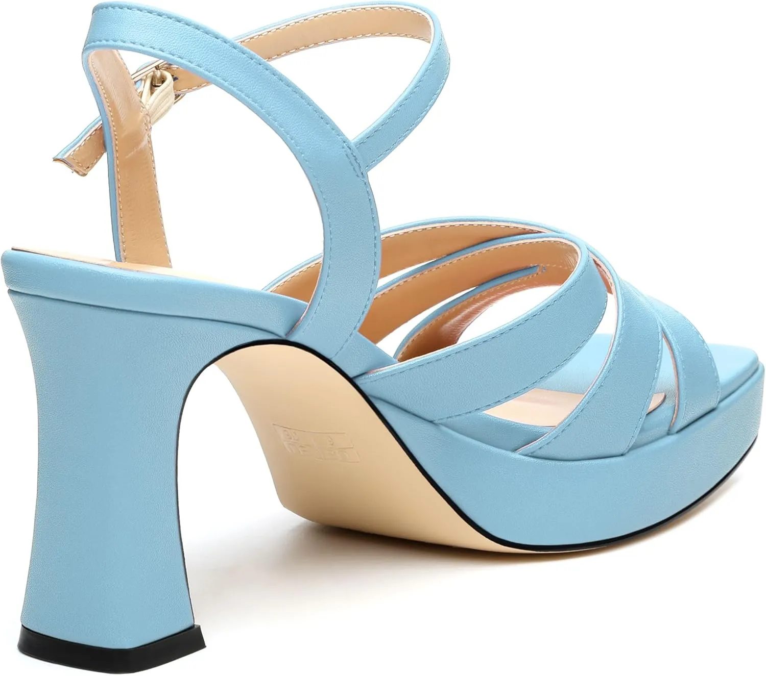 Women's Chunky Platform High Heels Block Heeled Sandals Open Square Toe Ankle Strap Dress Wedding Party Sandal Shoes 3.3''