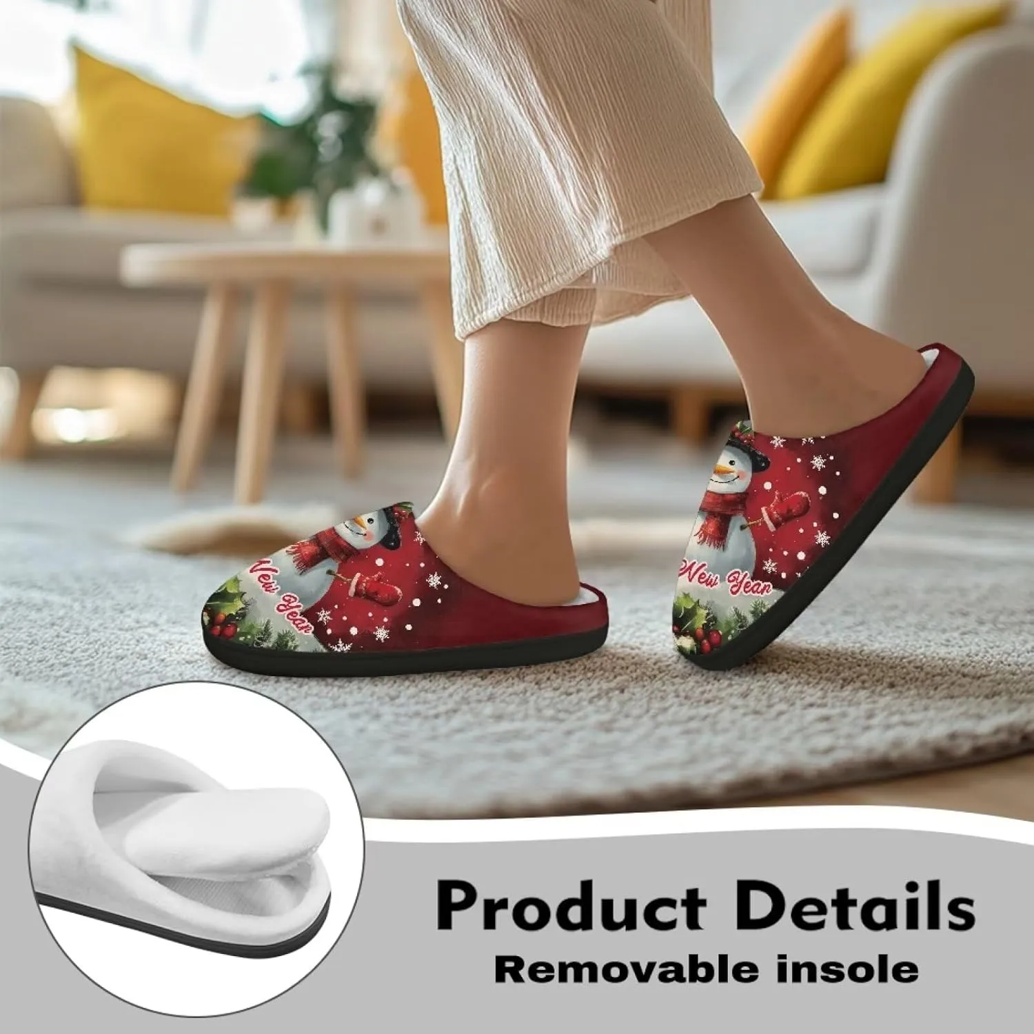 Women's Cotton Slipper Warm Cozy Breathable Fuzzy Winter Slipper Furry Non-Slip Plush House Slipper for Women US 4-12