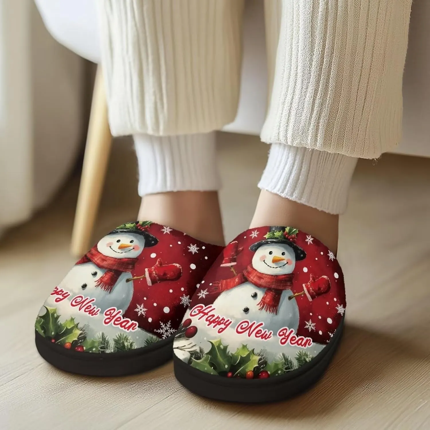 Women's Cotton Slipper Warm Cozy Breathable Fuzzy Winter Slipper Furry Non-Slip Plush House Slipper for Women US 4-12