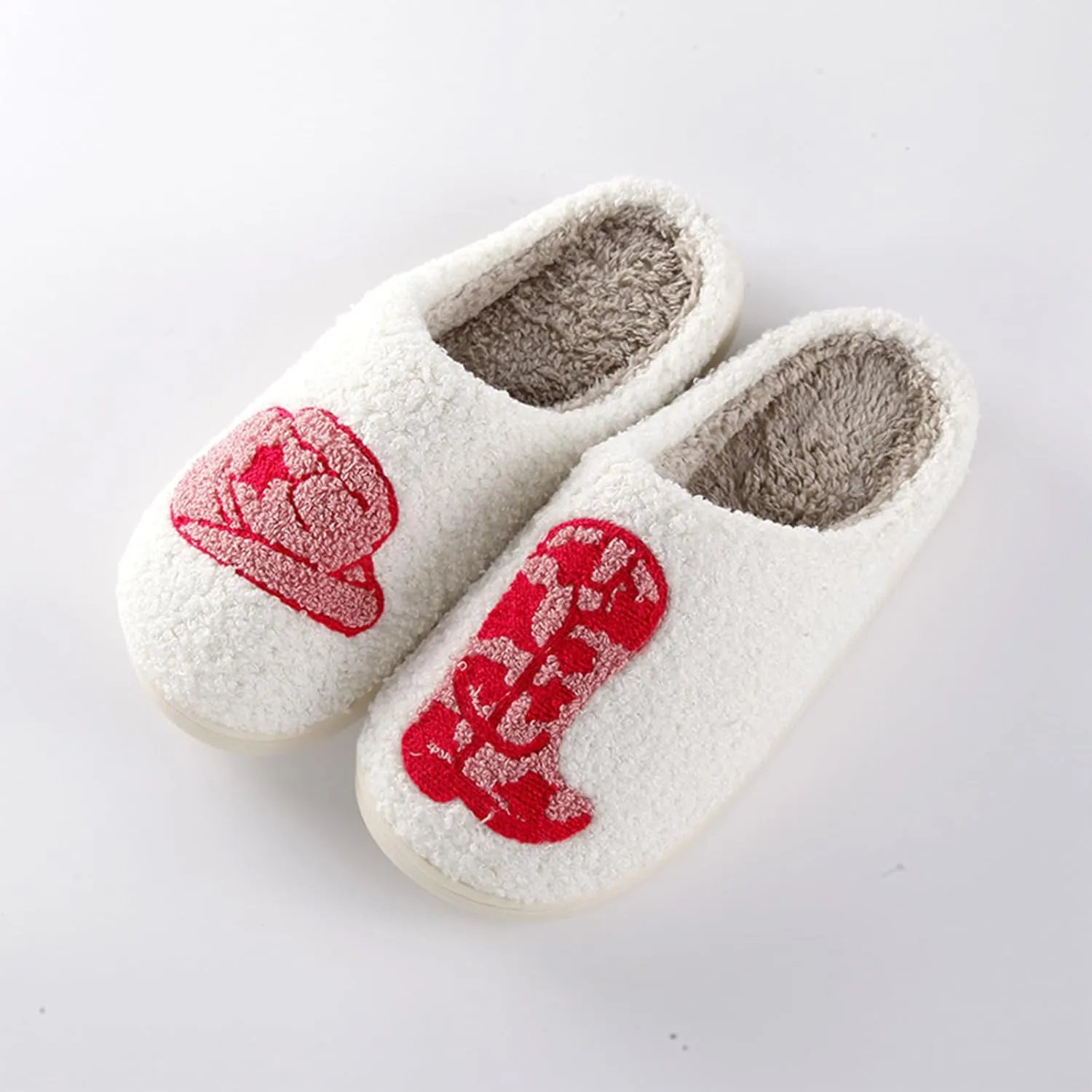 Women's Cute Retro Strawberry Cherry Slippers Valentine's Day Plush Soft Memory Foam House Home Shoes