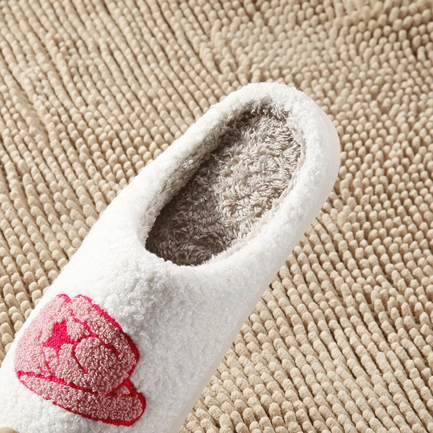 Women's Cute Retro Strawberry Cherry Slippers Valentine's Day Plush Soft Memory Foam House Home Shoes