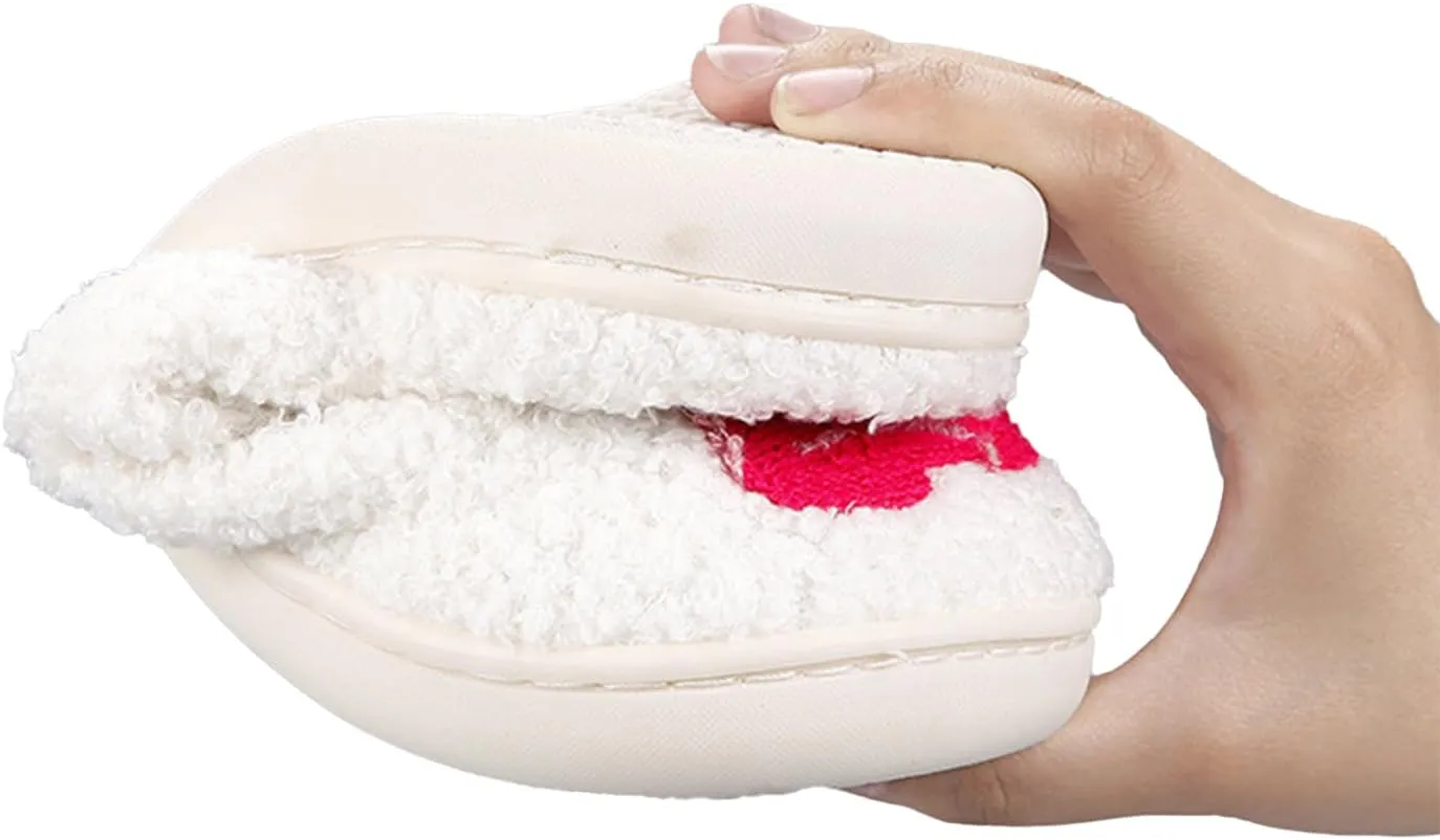 Women's Cute Retro Strawberry Cherry Slippers Valentine's Day Plush Soft Memory Foam House Home Shoes