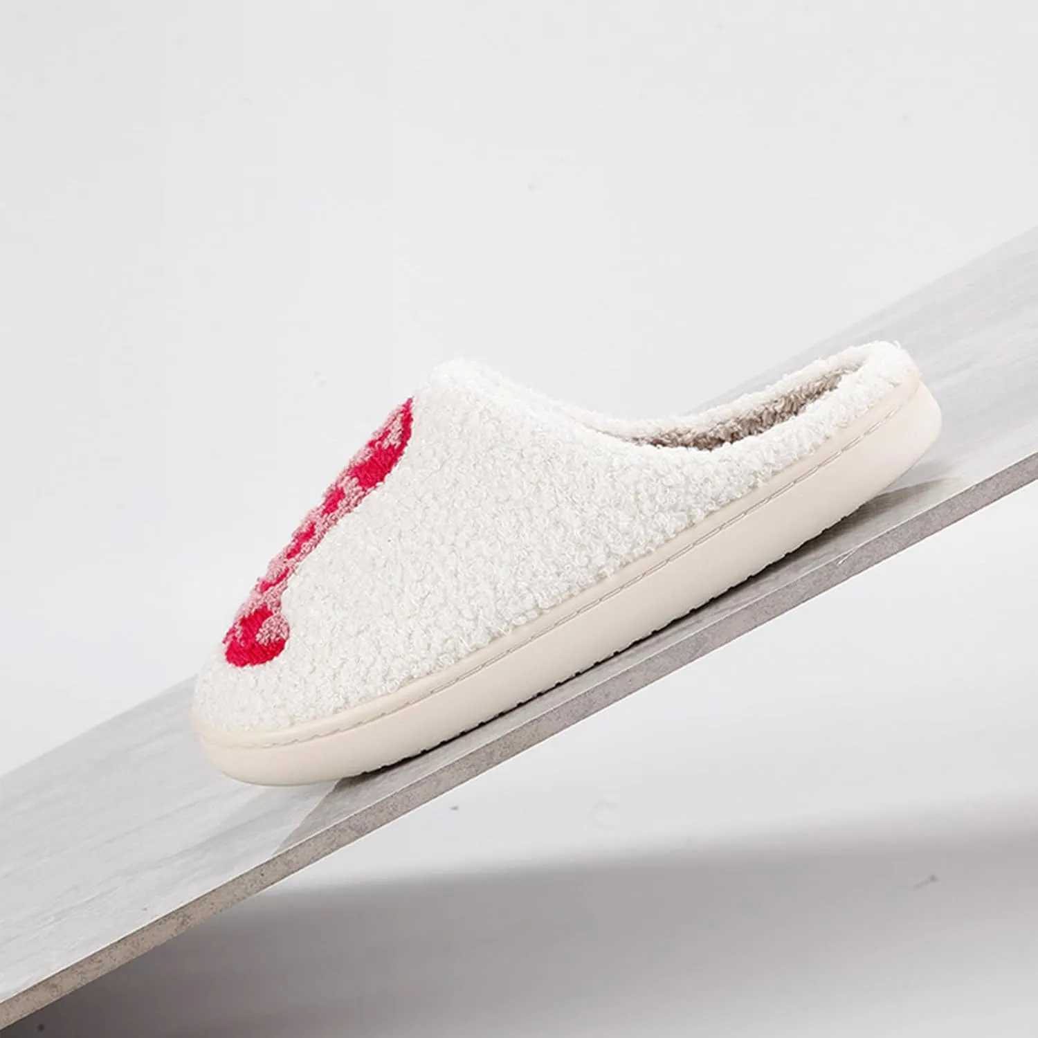 Women's Cute Retro Strawberry Cherry Slippers Valentine's Day Plush Soft Memory Foam House Home Shoes