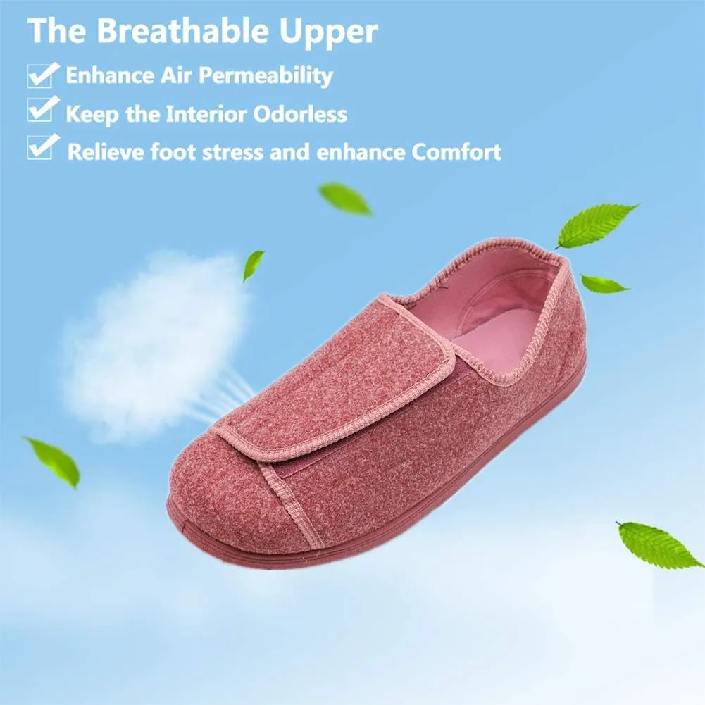 Women's Extra Wide Diabetic Shoes, Adjustable Closures Elderly Women Slippers Fit for Edema Orthopaedic Fasciitis