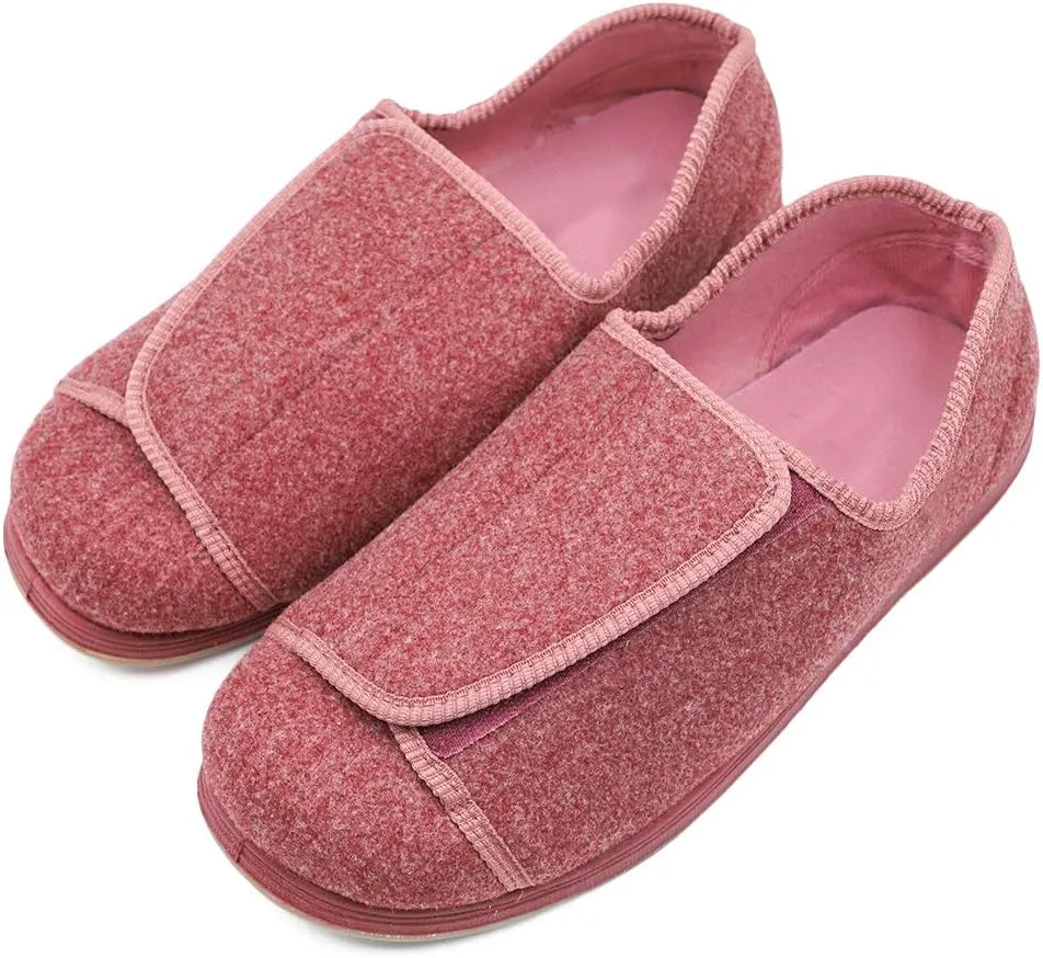 Women's Extra Wide Diabetic Shoes, Adjustable Closures Elderly Women Slippers Fit for Edema Orthopaedic Fasciitis