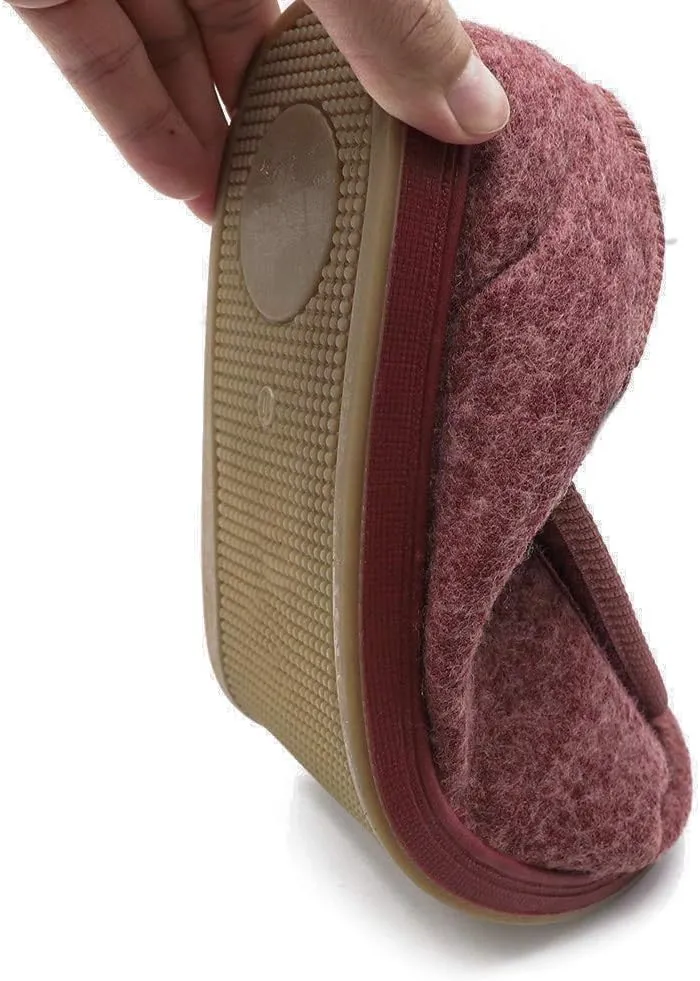 Women's Extra Wide Diabetic Shoes, Adjustable Closures Elderly Women Slippers Fit for Edema Orthopaedic Fasciitis